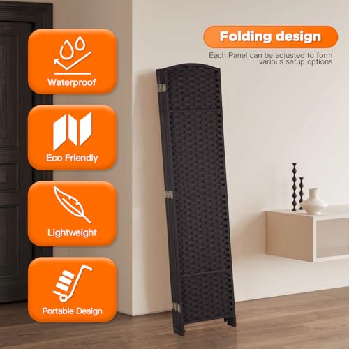 4 Panel Room Divider Screen 5.6 Ft Tall Folding Privacy Partition H959002