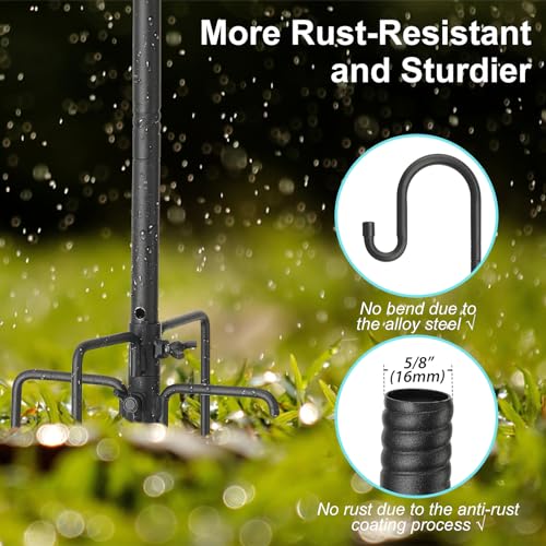 Shepherds Hook for Outdoor Bird Feeder Pole, 62" Adjustable, Black I31920