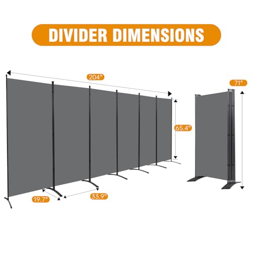 Room Divider Screen 3 Panel Folding Partition with Metal Frame, Grey N348