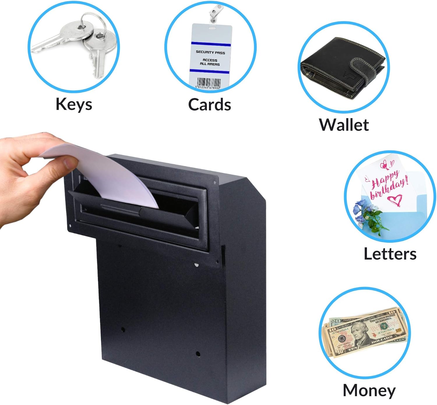 Door Drop Box for Mail, Rent, Deposit, and Night Key - Locking Steel Mailbox with Rear Access Z4592