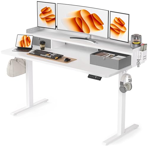 Electric Standing Desk with 2 Drawers, Height Adjustable for Home Office W495