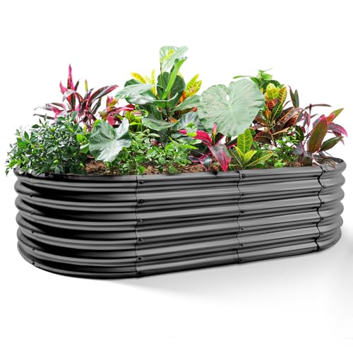 Galvanized Raised Garden Bed Kit 4x2x1.5ft Oval Metal Planter Box for Vegetables Outdoor V57489