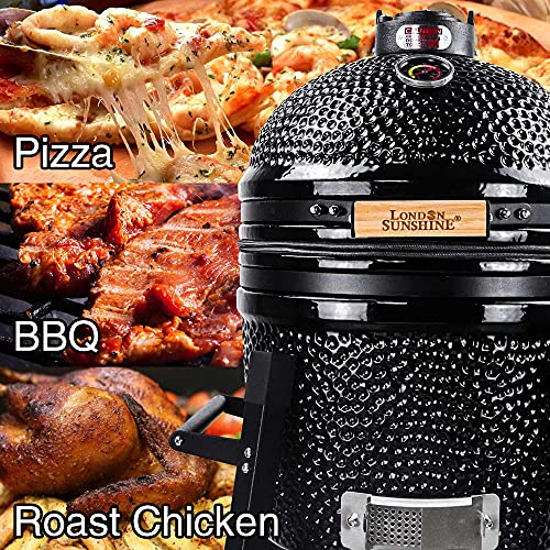 Ceramic Kamado Charcoal BBQ Grill and Smoker, 15 Inch with Tall Stand Z263