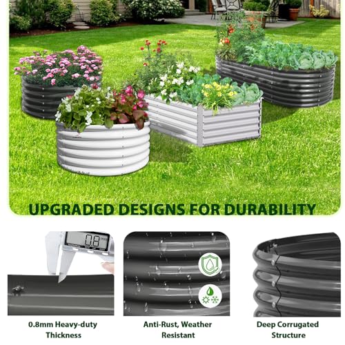 Galvanized Raised Garden Bed Oval Metal Planter Box for Vegetables Flowers U63502