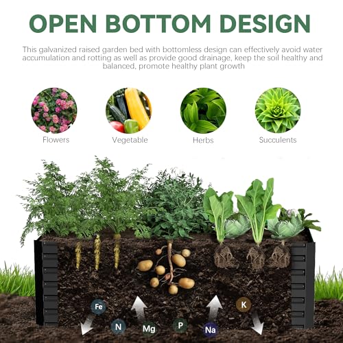 Galvanized Raised Garden Bed 8x4x2ft, Large Metal Planter Box for Outdoor Vegetables, Flowers & Herbs D2106