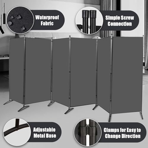 Room Divider, 6-Panel Folding Privacy Screen, Freestanding Partition G607
