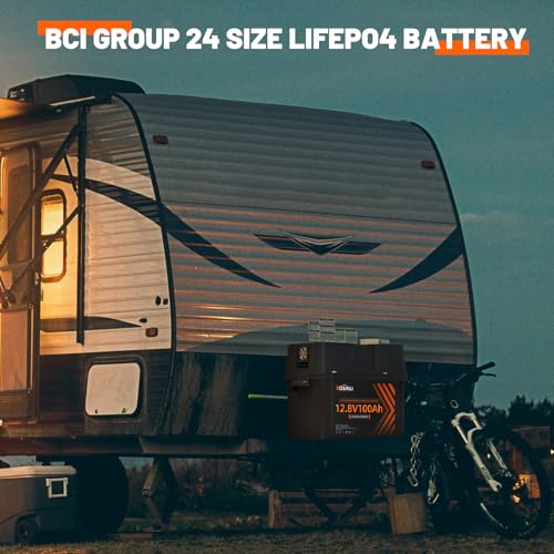 12V 100Ah Group 24 LiFePO4 Battery with 100A BMS, Deep Cycle for RV, Marine, Solar M985