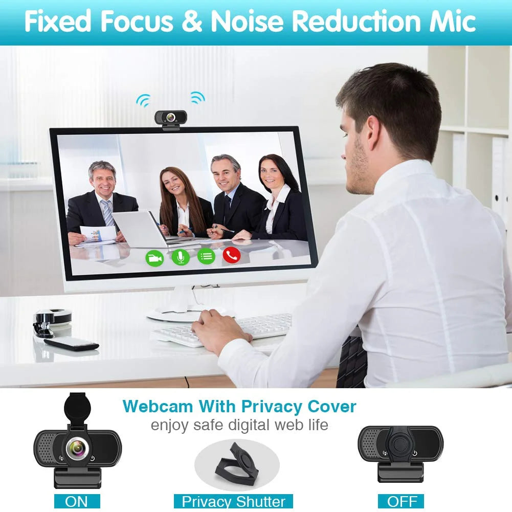 1080P Webcam with Microphone and Tripod Stand H28518
