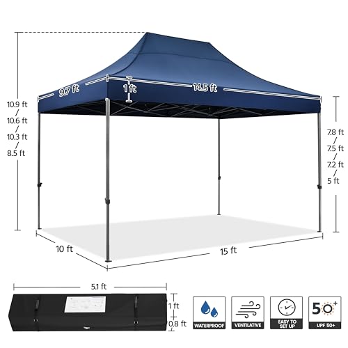 Heavy Duty Pop Up Canopy Tent 10x20 with Wheeled Carry Bag, White Q36763