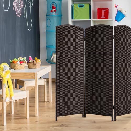 3 Panel Folding Room Divider, Dark Mocha Privacy Screen K453