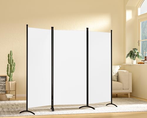 4 Panel Folding Room Divider Privacy Screen with Steel Frame F2996