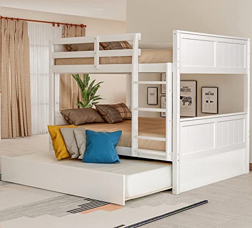 Twin Over Full Bunk Bed with Slide and Stairs for Kids I642