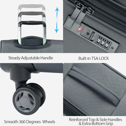 Softside Expandable Carry On Luggage with Spinner Wheels and TSA Lock B846