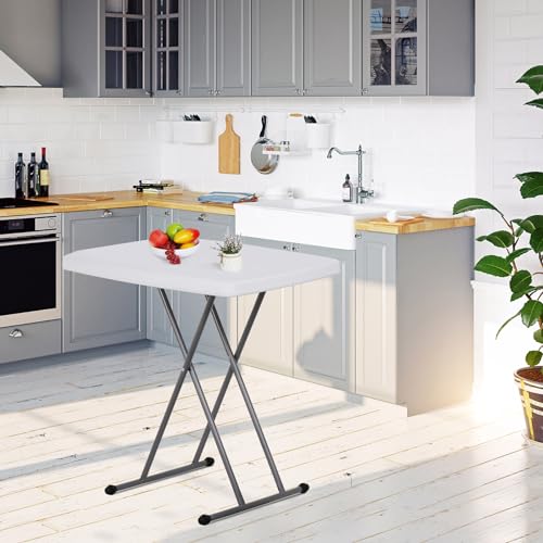 Portable 4 Foot Plastic Folding Table, Indoor Outdoor Heavy Duty, White Y15191