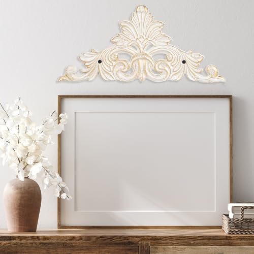 Victorian Cast Iron Wall Plaque, Antique White Fleur De Lis Metal Wall Art, 11.8 Inch I867