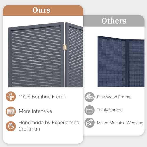 Bamboo Room Divider 4 Panel Freestanding Folding Privacy Screen T33053