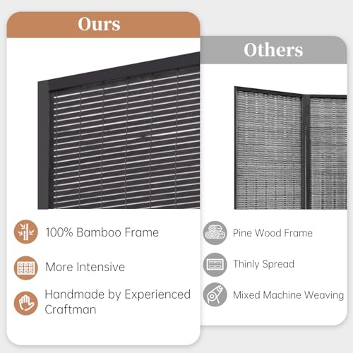Bamboo Room Divider 4 Panel Freestanding Folding Privacy Screen T33053