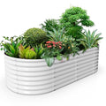 Galvanized Raised Garden Bed Oval Metal Planter Box for Vegetables Flowers U63502