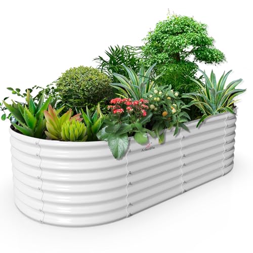 Galvanized Raised Garden Bed Oval Metal Planter Box for Vegetables Flowers U63502