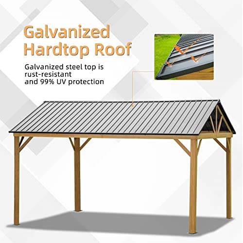 10 x 10 ft Hardtop Gazebo with Netting and Curtains, Galvanized Steel Roof for Patio K80436