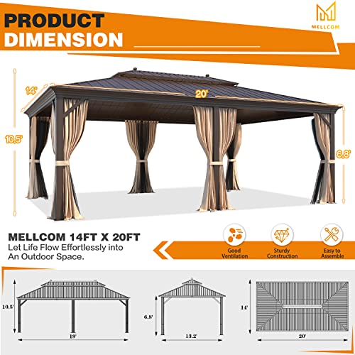 12x16 ft Hardtop Gazebo with Double Roof, Curtains and Netting T94173