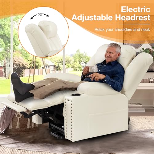 Large Power Lift Recliner Chair for Elderly with Heat and Massage, USB Port, Dark Brown O650
