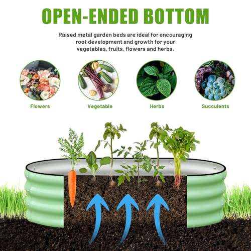 Galvanized Raised Garden Bed, 4x2x1ft Oval Metal Planter Box for Outdoor Plants Vegetables X93266