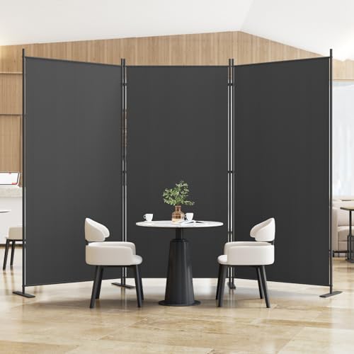 8-Panel 6 ft Tall Indoor Folding Room Divider, Portable Privacy Screen, Freestanding Partition, Dark Grey G253901