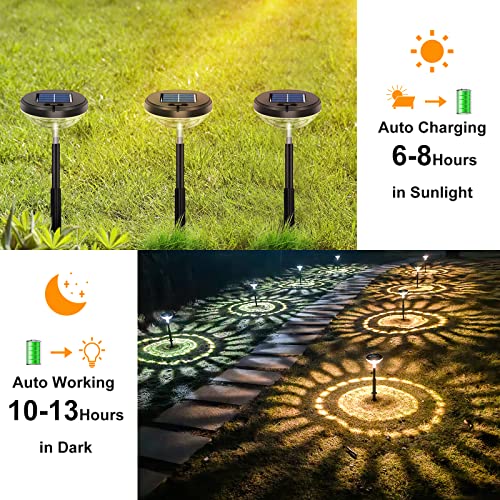 Solar Pathway Lights 8 Pack, Warm White + Cool White LED Outdoor IP67 Waterproof M7352
