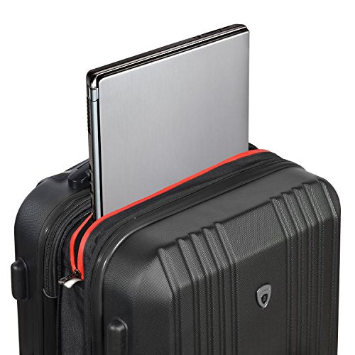 Expandable Carry-On Spinner Suitcase with Aluminum Locking System, Purple/Black S15073