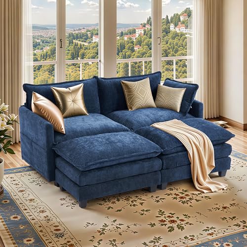 Chenille Lounge Chair with Ottoman, Beige, 1-Seat R52165