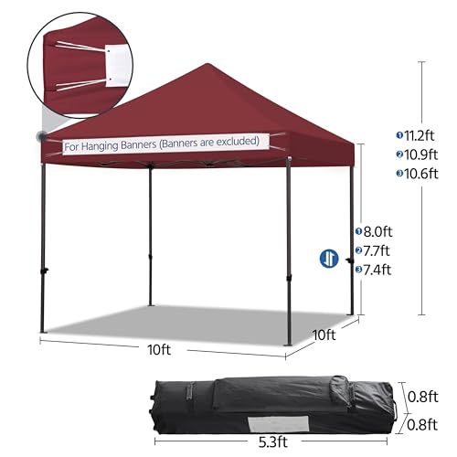 Heavy Duty Pop Up Canopy Tent 10x20 with Wheeled Carry Bag, White Q36763