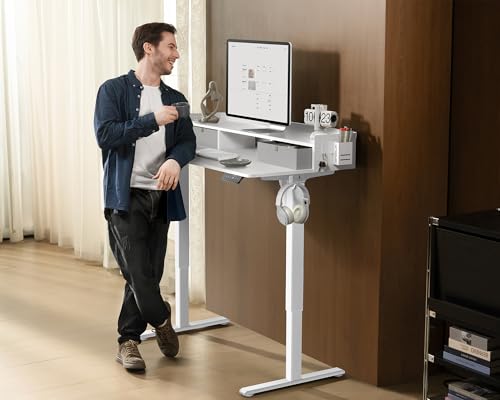 Electric Standing Desk with 2 Drawers, Height Adjustable for Home Office W495