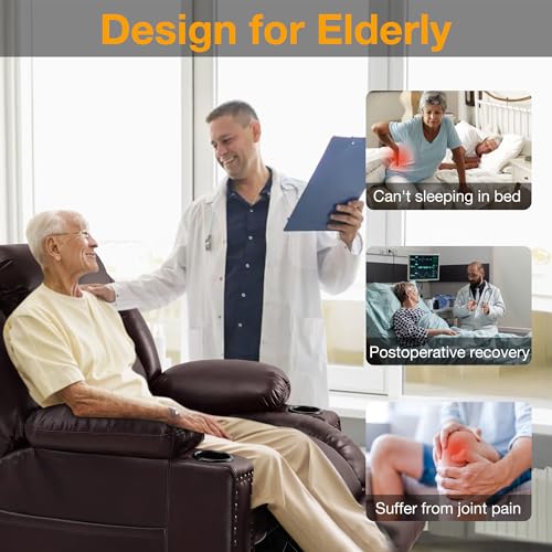 Large Power Lift Recliner Chair for Elderly with Heat and Massage, USB Port, Dark Brown O650