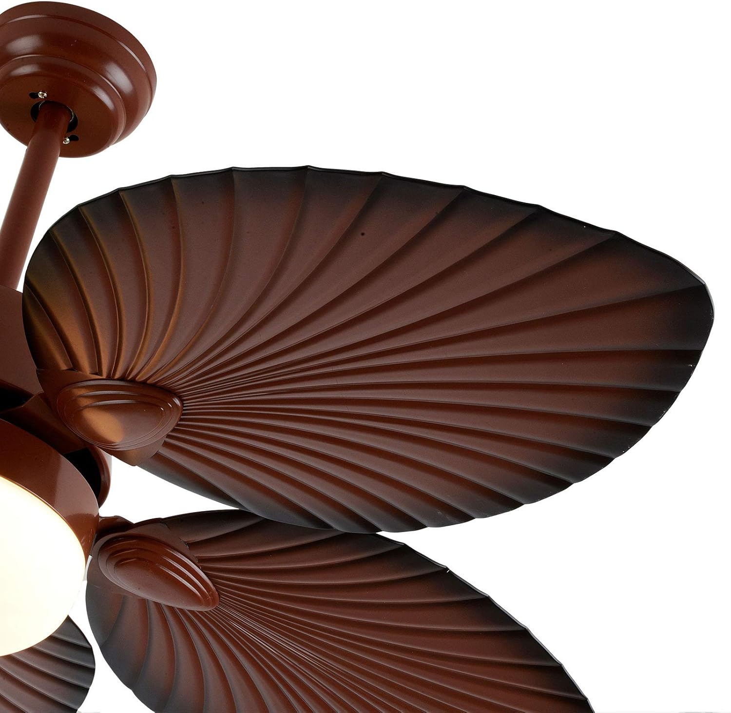 Tropical Ceiling Fan with LED Light, 52 Inch Palm Leaf Blades, Remote Control F295