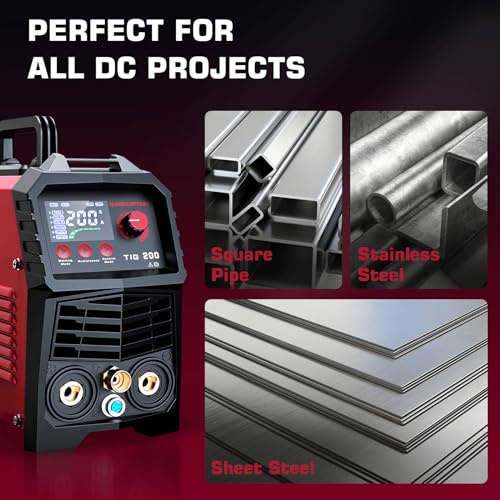 TIG Welder 200A, Dual Voltage 110V/220V, TIG/Stick 2-in-1 with LED Display V658