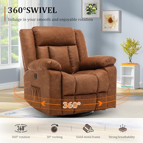 Swivel Glider Recliner Chair with Massage and Heating U99902