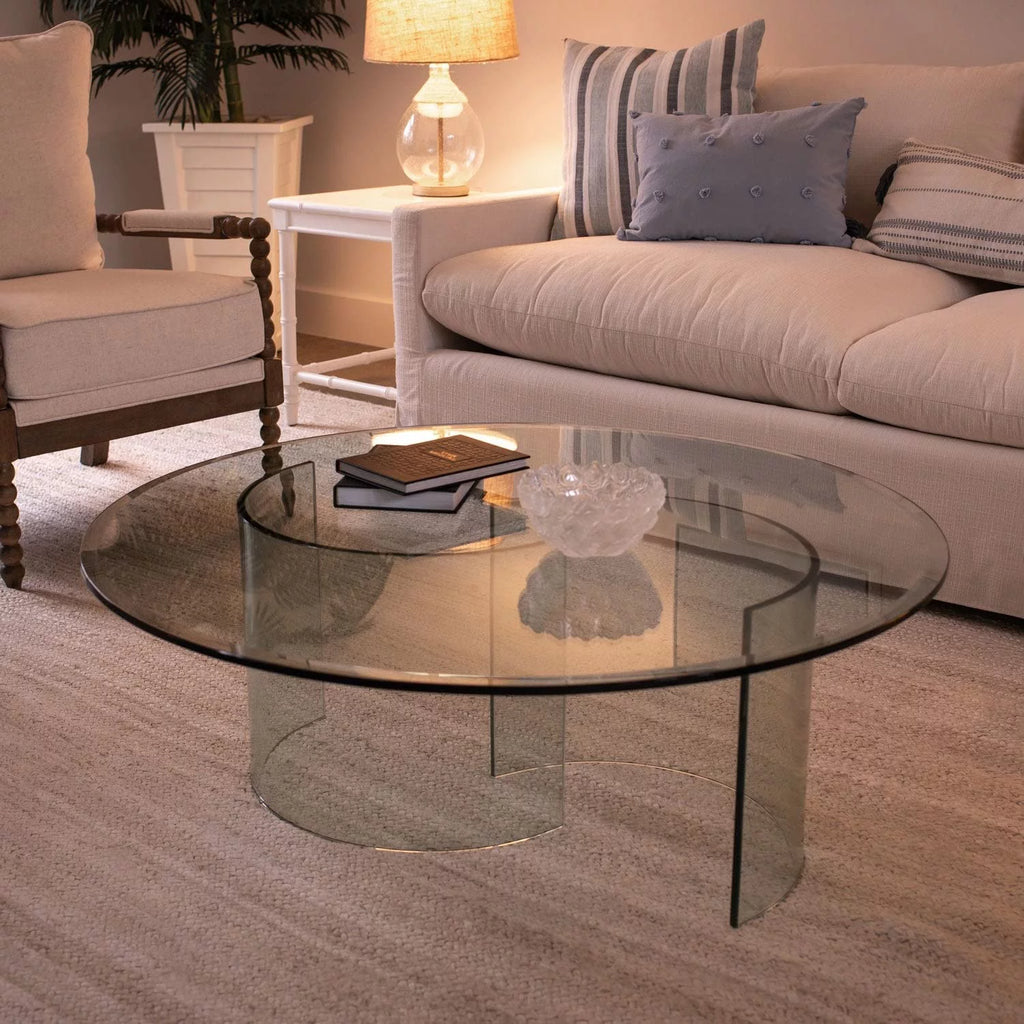 27" Round 1/4" Thick Tempered Clear Glass Table Top with Polished Edge K566