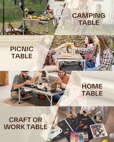 Adjustable Height Small Folding Camping Table with Mesh Layer B206