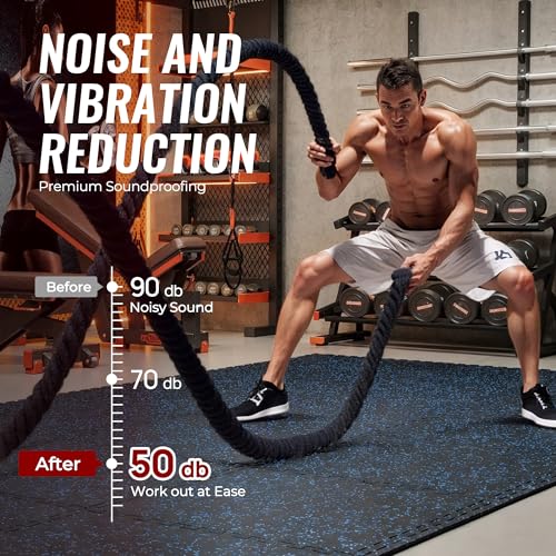 24 Pcs Interlocking Rubber Top Exercise Mats for Home Gym B471556