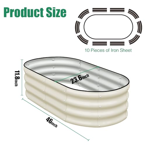 Galvanized Raised Garden Bed, 4x2x1ft Oval Metal Planter Box for Outdoor Plants Vegetables X93266