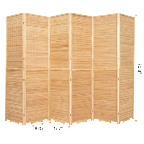 Bamboo Room Divider Folding Privacy Screen, 4 Panel, Beige N84000