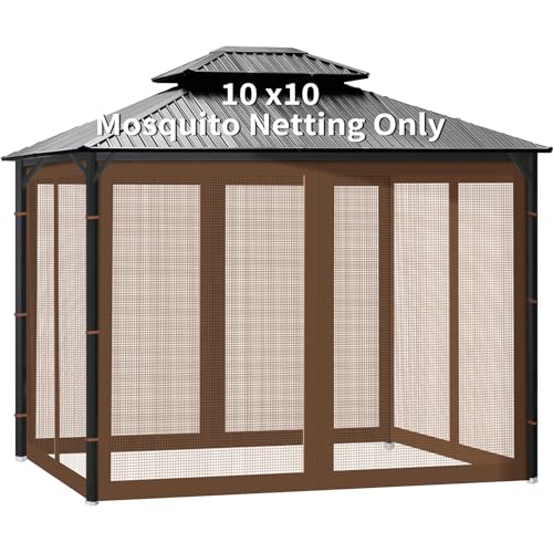 10x10 Gazebo Replacement Mosquito Netting with Zippers, 4-Panel Sidewall V44920