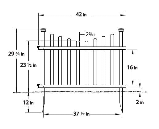 White Vinyl Picket Fence Kit 2.5 ft H x 3.5 ft W T3554