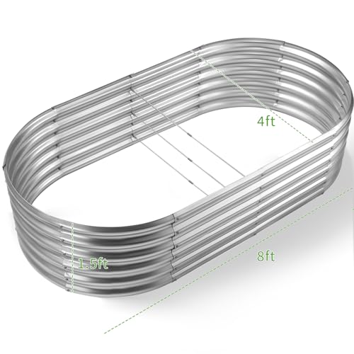 Galvanized Raised Garden Bed Kit 4x2x1.5ft Oval Metal Planter Box for Vegetables Outdoor V57489