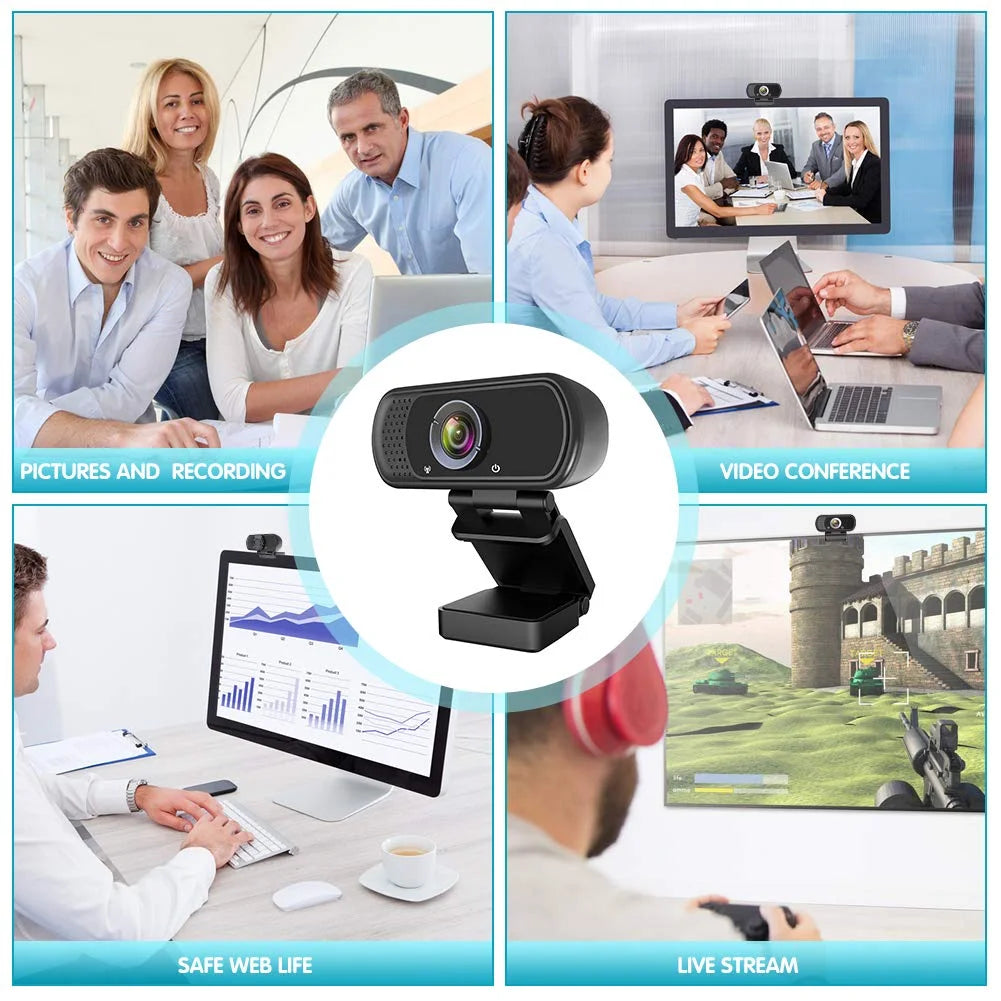 1080P Webcam with Microphone and Tripod Stand H28518