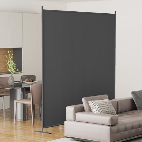 8-Panel 6 ft Tall Indoor Folding Room Divider, Portable Privacy Screen, Freestanding Partition, Dark Grey G253901
