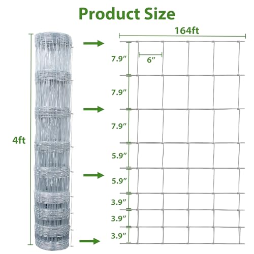 Farm Wire Fencing 4×164ft Galvanized Cattle Panel for Livestock A993945
