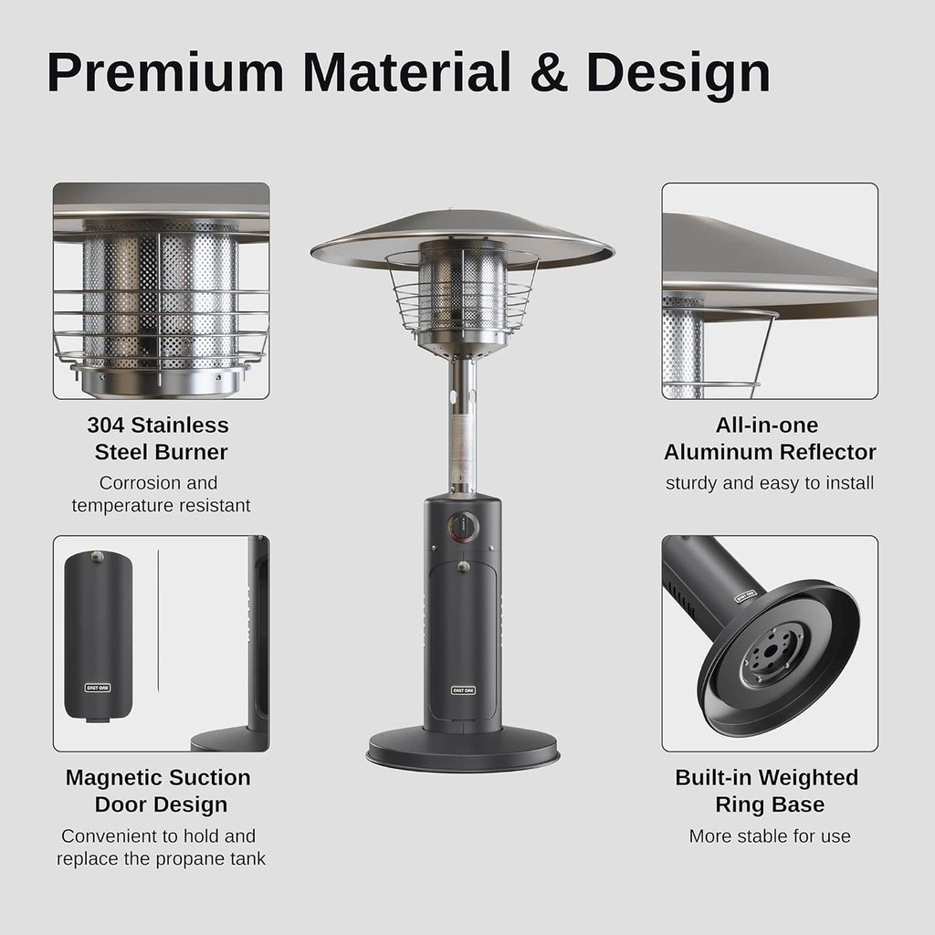 Patio Heater, 11000 BTU Tabletop Outdoor Propane Heater with Stainless Steel Burner K297