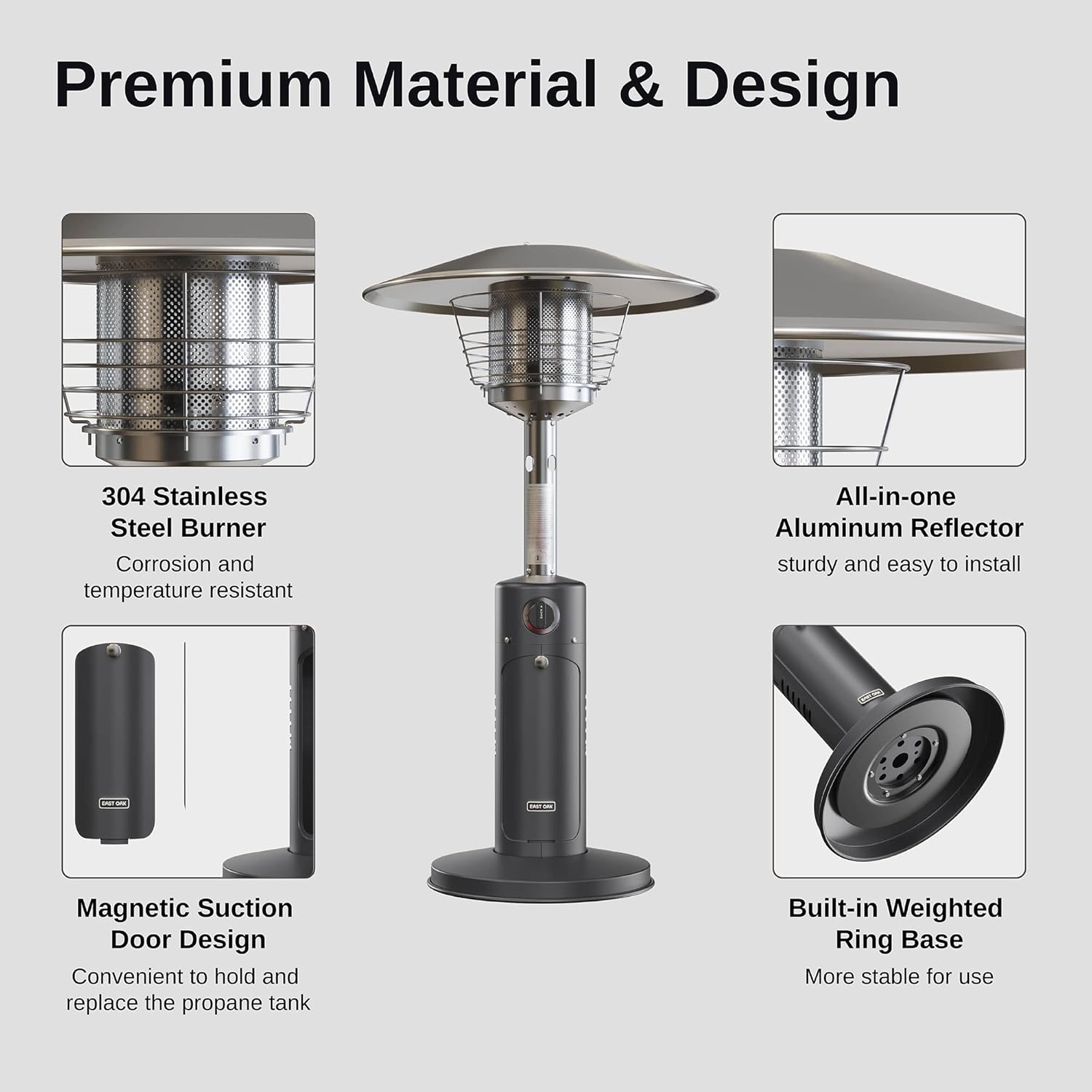 Patio Heater, 11000 BTU Tabletop Outdoor Propane Heater with Stainless Steel Burner K297